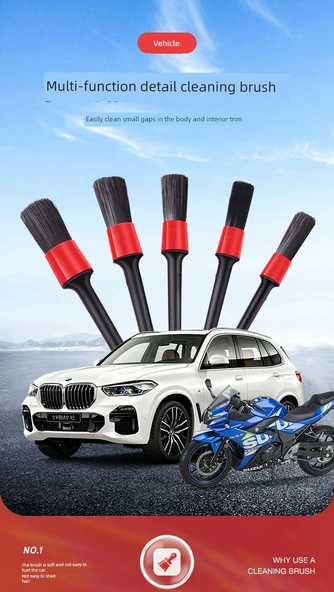 Motosiklet Motor Temizleme Fırçası - 5 Parça Yumuşak Temizleme Fırçası Seti - 7