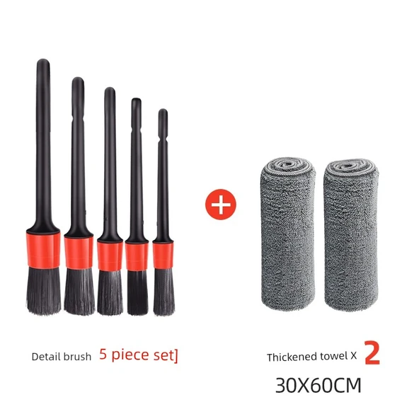 Motosiklet Motor Temizleme Fırçası - 5 Parça Yumuşak Temizleme Fırçası Seti + İki Süet Bez
