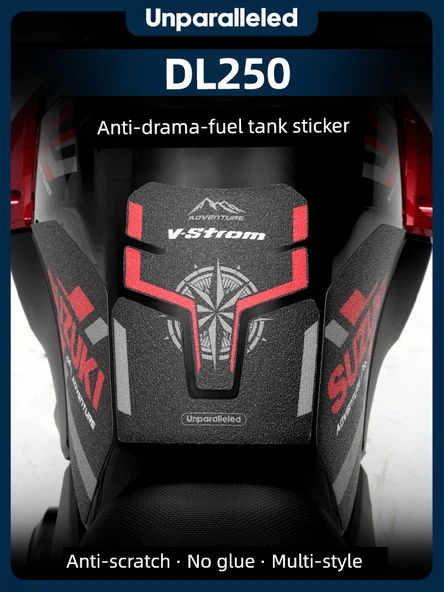 DL250 Kalınlaştırılmış Yakıt Deposu Çizilme Önleyici Sticker - Her İki Tarafta Siyah Minimalist Seiko Kauçuk - 2