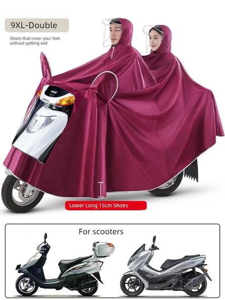 9XL Çift Scooter Yağmurluğu - Ekstra Geniş Ayakkabılı