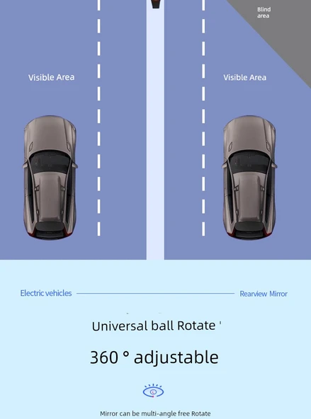Elektrikli Araç Bisiklet Dikiz Aynası 8mm - HD ABS (Beyaz) + Ayna Tutucu - 11