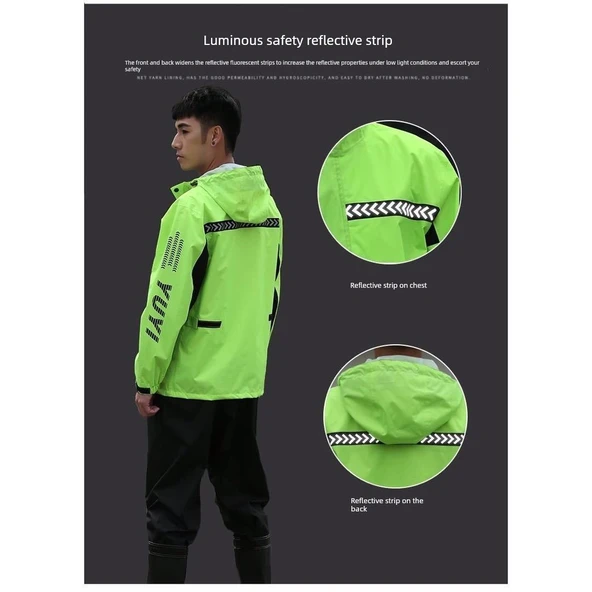 Motosiklet Yağmurluk Takımı - Yeşil - 4XL Beden - 5