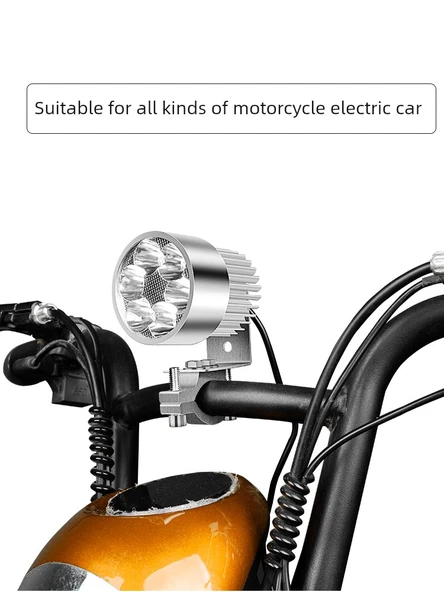Motosiklet LED Yardımcı Far - 6 LED - Altın Renk - 30W - Klipsli - 6