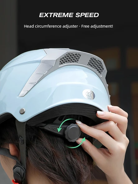Yazlık Motosiklet Yarım Kask - Siyah, Şeffaf Uzun Vizör - 4