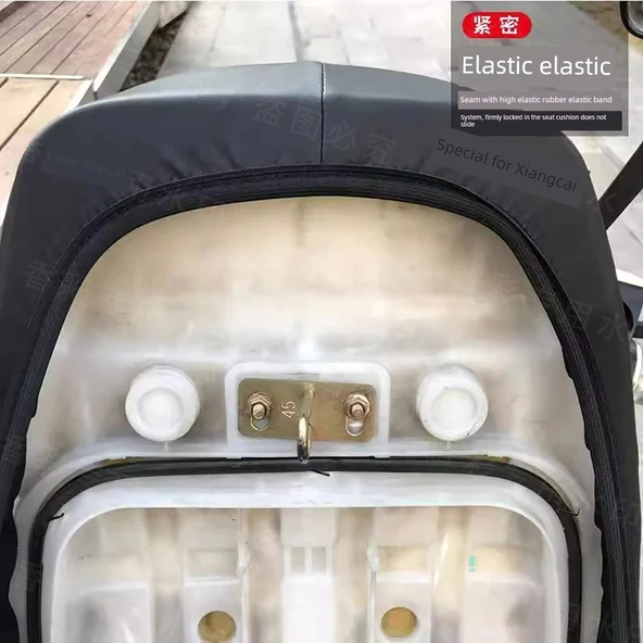 Motosiklet Elektrikli Araba Koltuk Kılıfı - Büyük 61-65 Gümüş Kırmızı Panda Desenli Kalın Deri - 11