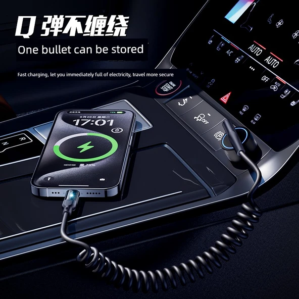 Dirsekli USB Apple 5-14 Carplay Data Kablosu 1.2m - Siyah - 3