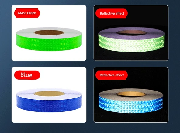 Motosiklet Kaskı Reflektörlü Uyarı Etiketi - 3cm Parlak Beyaz 10 Metre - 9