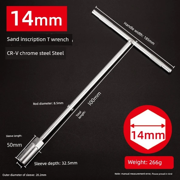 T Tipi Lokma Anahtarı - Kum Krom - 14mm