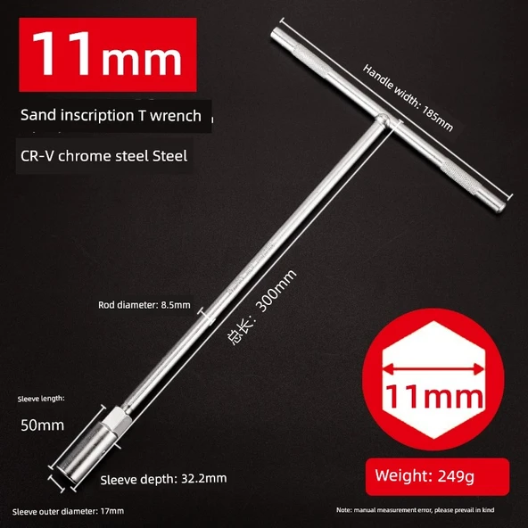 T Tipi Lokma Anahtarı - Kum Krom - 11mm