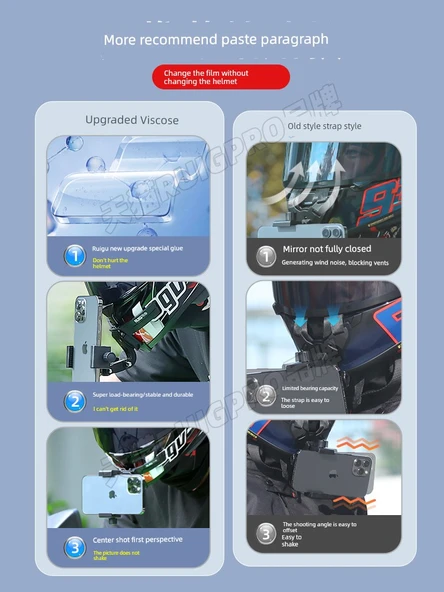 Motosiklet Kask Çene Montaj Telefon Tutucu - Mavi Kayış - 2