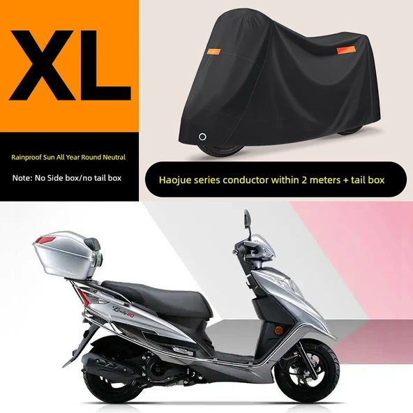 2 Metre Kuyruk Kutulu Motosiklet Örtüsü - Siyah - XL