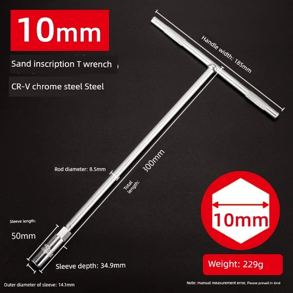 T Tipi Lokma Anahtarı - Kum Krom - 10mm