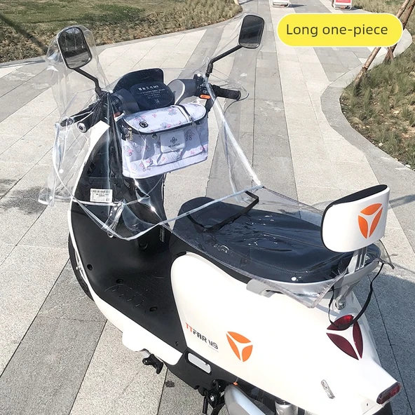 Elektrikli Motosiklet Yağmurluğu - Tam Boy Panço - Aynalıklı Şeffaf