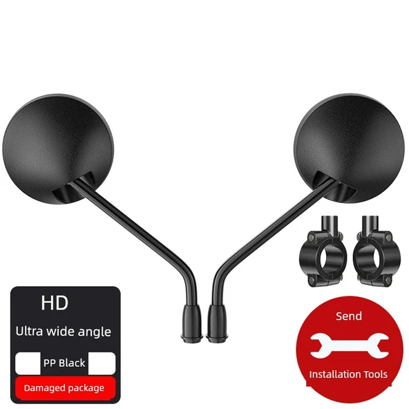 Elektrikli Araç Bisiklet Dikiz Aynası 8mm - HD PP + Ayna Tutucu