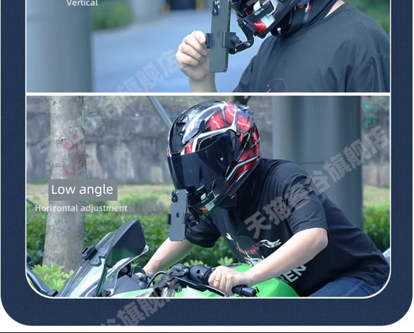 Motosiklet Kask Çene Montaj Telefon Tutucu - Metal Klips Bluetooth Uzaktan Kumandalı Hızlı Çıkarma - 9