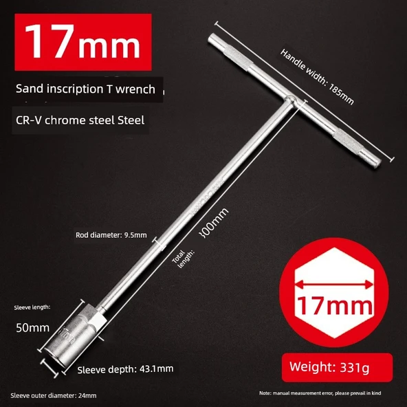 T Tipi Lokma Anahtarı - Kum Krom - 17mm