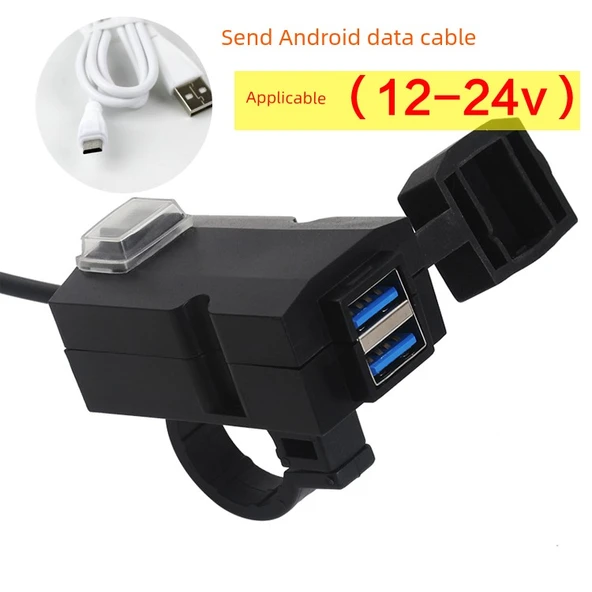 Motosiklet USB Şarj Aleti - 3031 Geliştirilmiş Şarj + Android Kablo