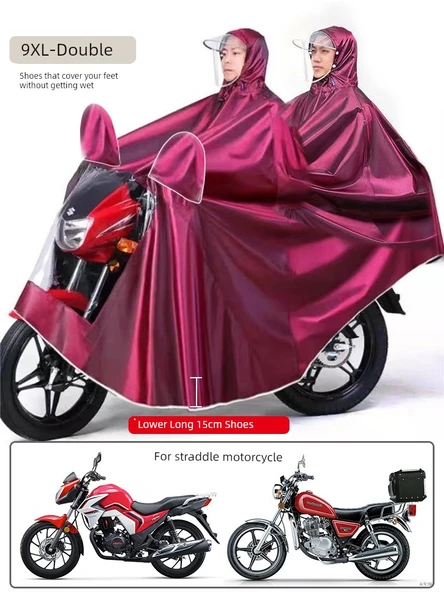 9XL Çift Motosiklet Yağmurluğu - Ekstra Geniş Ayakkabılı