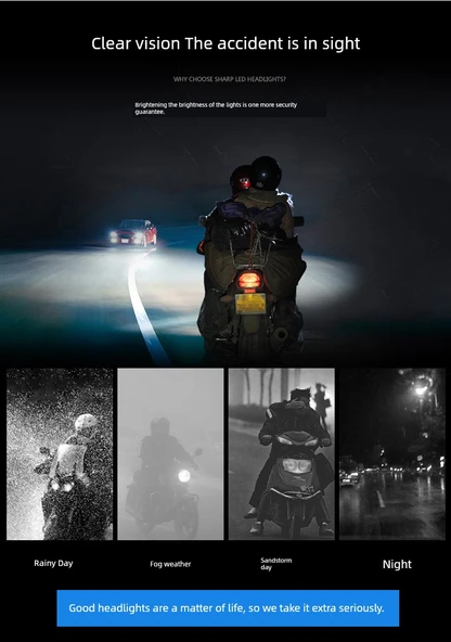Motosiklet LED Yardımcı Far - 9 LED - Altın Renk - 36W - 9