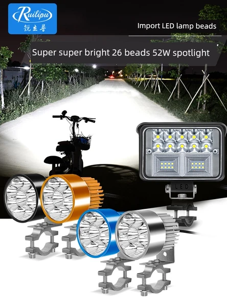 Motosiklet LED Yardımcı Far - 6 LED - Altın Renk - 30W - 2