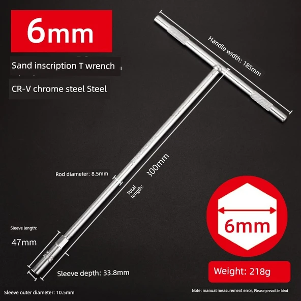 T Tipi Lokma Anahtarı - Kum Krom - 6mm