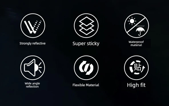 Motosiklet Kaskı Reflektörlü Uyarı Etiketi - 3cm Parlak Floresan Yeşil 10 Metre - 6