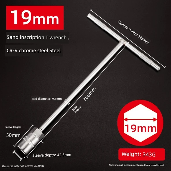 T Tipi Lokma Anahtarı - Kum Krom - 19mm
