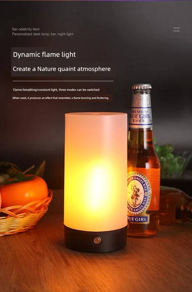 Şarj Edilebilir LED Bar Masa Lambası - Sıcak Beyaz - Baskılı - Type-C - 8
