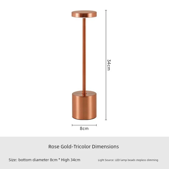 USB Şarjlı LED Bar Masa Lambası - Dokunmatik Dimlenebilir I-Şekilli - Rose Gold