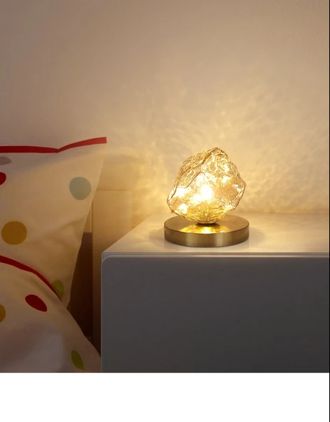 Retro İskandinav Buz Küpü Masa Lambası - Amber +7W Beyaz Işık (Model 2) - 8