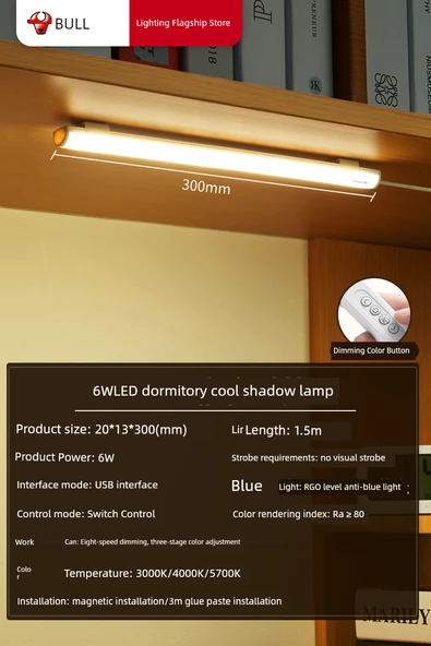 Mıknatıslı LED Masa Lambası 6W - 3 Kademeli Renk Ayarlı - 8 Kademeli Kısma - 30cm