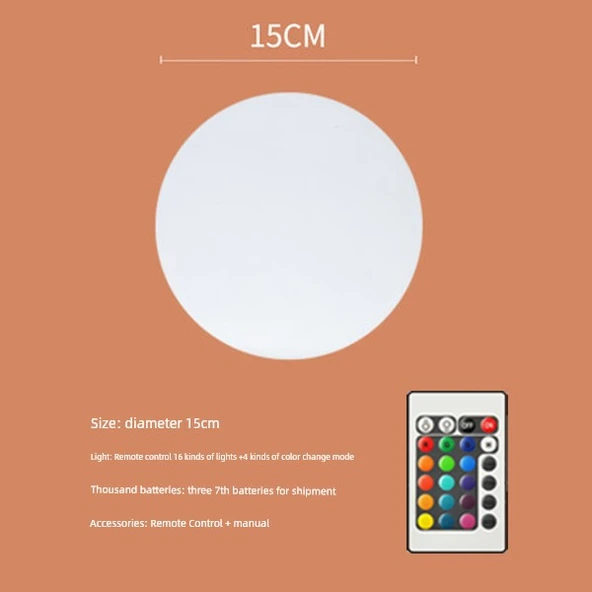 LED Küre Masa Lambası 15cm - Pilli - Uzaktan Kumandalı