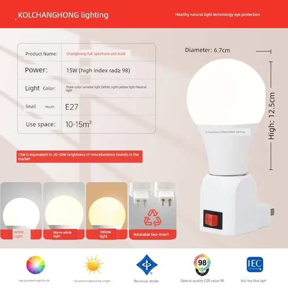 Takılabilir LED Gece Lambası - 15W Üç Renk Kısılabilir