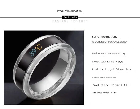 Sıcaklık Hassasiyetli Akıllı Yüzük - Gümüş 59.5mm - 10