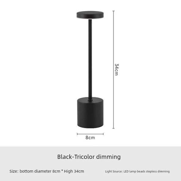 USB Şarjlı LED Bar Masa Lambası - Dokunmatik Dimlenebilir I-Şekilli - Gümüş