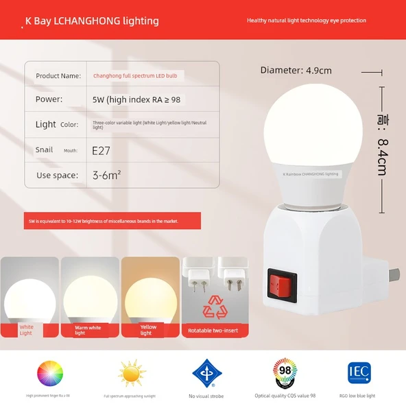Takılabilir LED Gece Lambası - 5W Üç Renk Kısılabilir