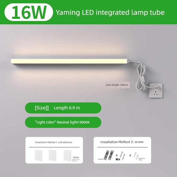 Takılabilir LED Masa Lambası - 90cm 16W Doğal Işık - Göz Koruma
