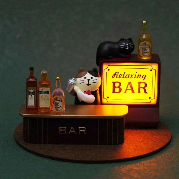 LED Japon Kedi Kahve Dükkanı Gece Lambası - Yakışıklı Barmen Kombinasyonu 2 (5 Rastgele Şişe)