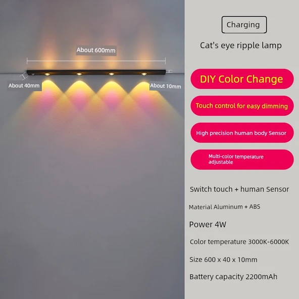 LED USB Şarjlı Masa Lambası - Tepeli Atmosfer Işıklı, 1500mAh Şarjlı, Otomatik Sensörlü