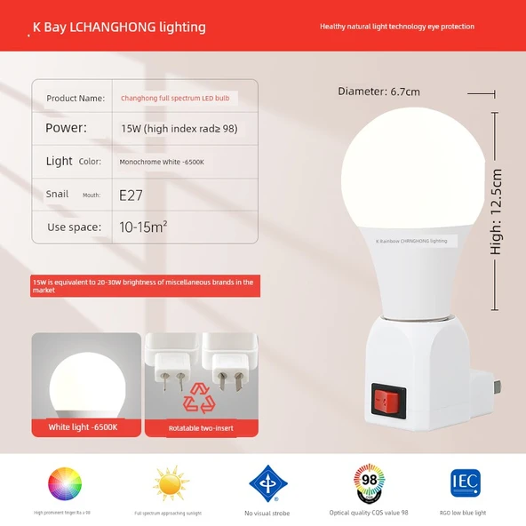 Takılabilir LED Gece Lambası - 15W 6500K Beyaz Işık