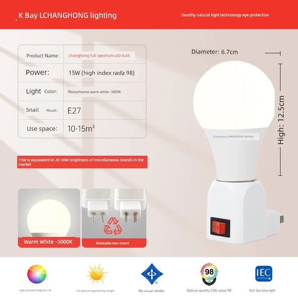 Takılabilir LED Gece Lambası - 15W 5000K Sıcak Beyaz Işık