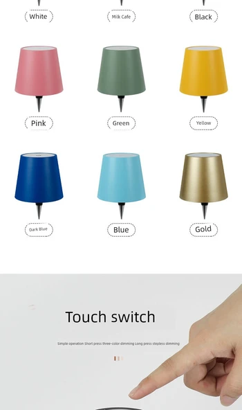 Şarap Şişesi Tasarımlı LED Masa Lambası - Siyah Alüminyum - USB Şarjlı - Dokunmatik Dimleme - TYPE C - Resim 10