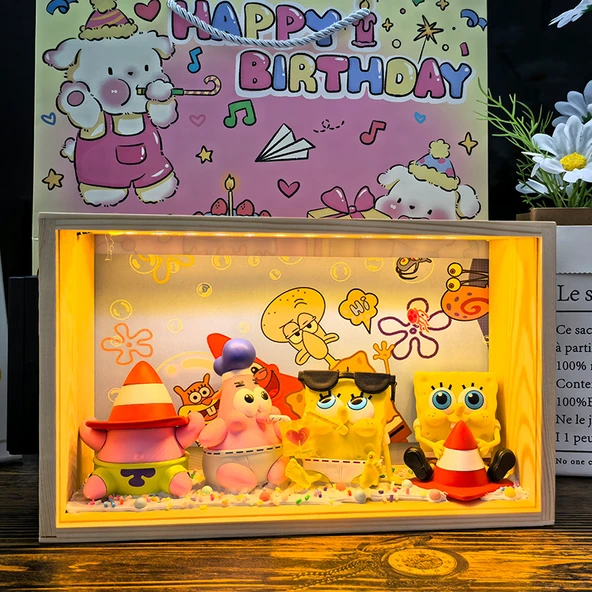 Sünger Bob El Yapımı Gece Lambası - Sünger İyi Arkadaş Model - Pilli - 5