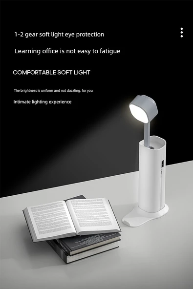 Beyaz LED Masa Lambası - 1200mA - Telefon Tutuculu - 8