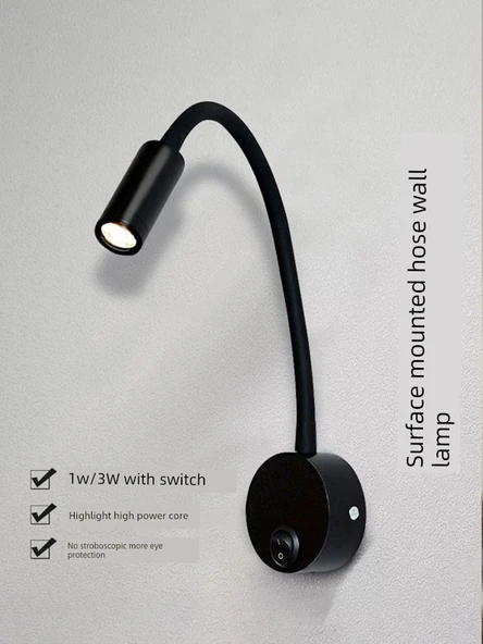 LED Yüzeye Monte Aynalı Okuma Lambası - Düğmeli Gümüş 1W Beyaz Işık - 2