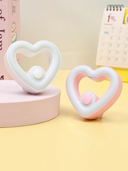 Romantik Kalp LED Gece Lambası - 3 Kademeli - 2 Pembe Kalp - 6