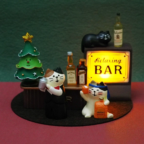 LED Japon Kedi Kahve Dükkanı Gece Lambası - Noel Viski Kedisi (5 Rastgele Şişe)