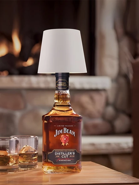 Şarap Şişesi Tasarımlı LED Masa Lambası - Siyah Alüminyum - USB Şarjlı - Dokunmatik Dimleme - TYPE C - Resim 4