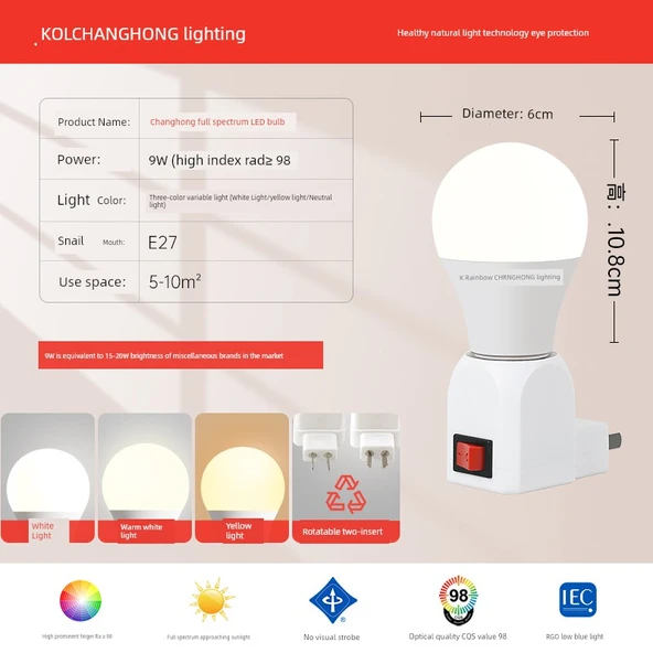 Takılabilir LED Gece Lambası - 9W Üç Renk Kısılabilir