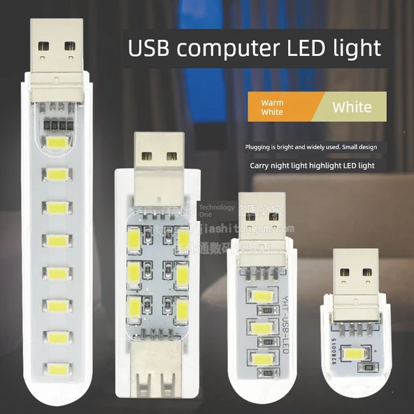 Mini Taşınabilir LED Masa Lambası - 12 Çift Taraflı LED Beyaz Işık + USB Xiaomi Lamba - 2